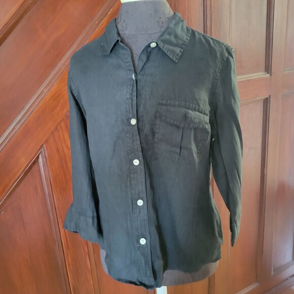 J. Crew Womens Black Button-Up Shirt Super 120s Wool Blend Size 12 - Picture 1 of 7